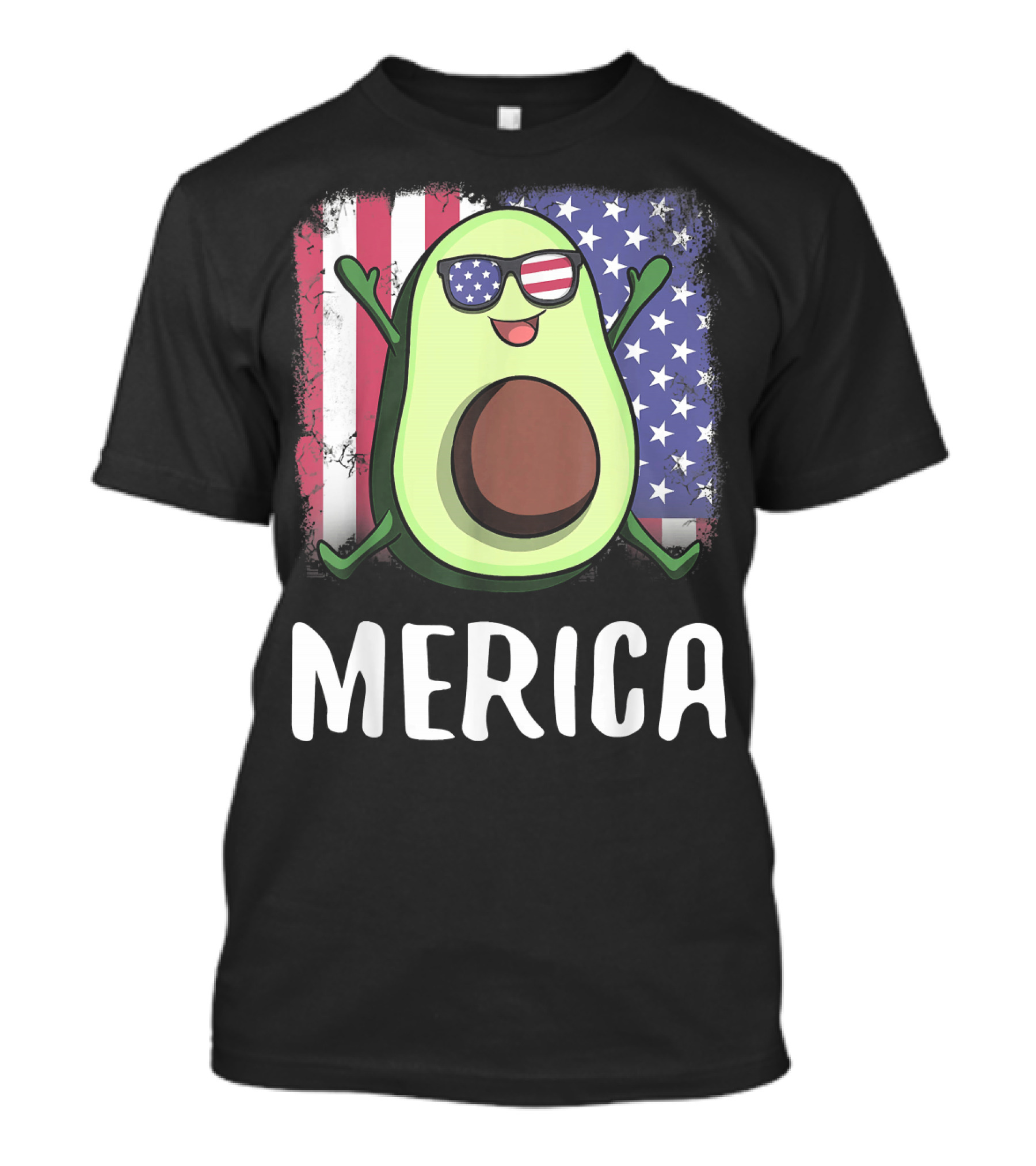 MERICA Avocado USA American Flag T-Shirt