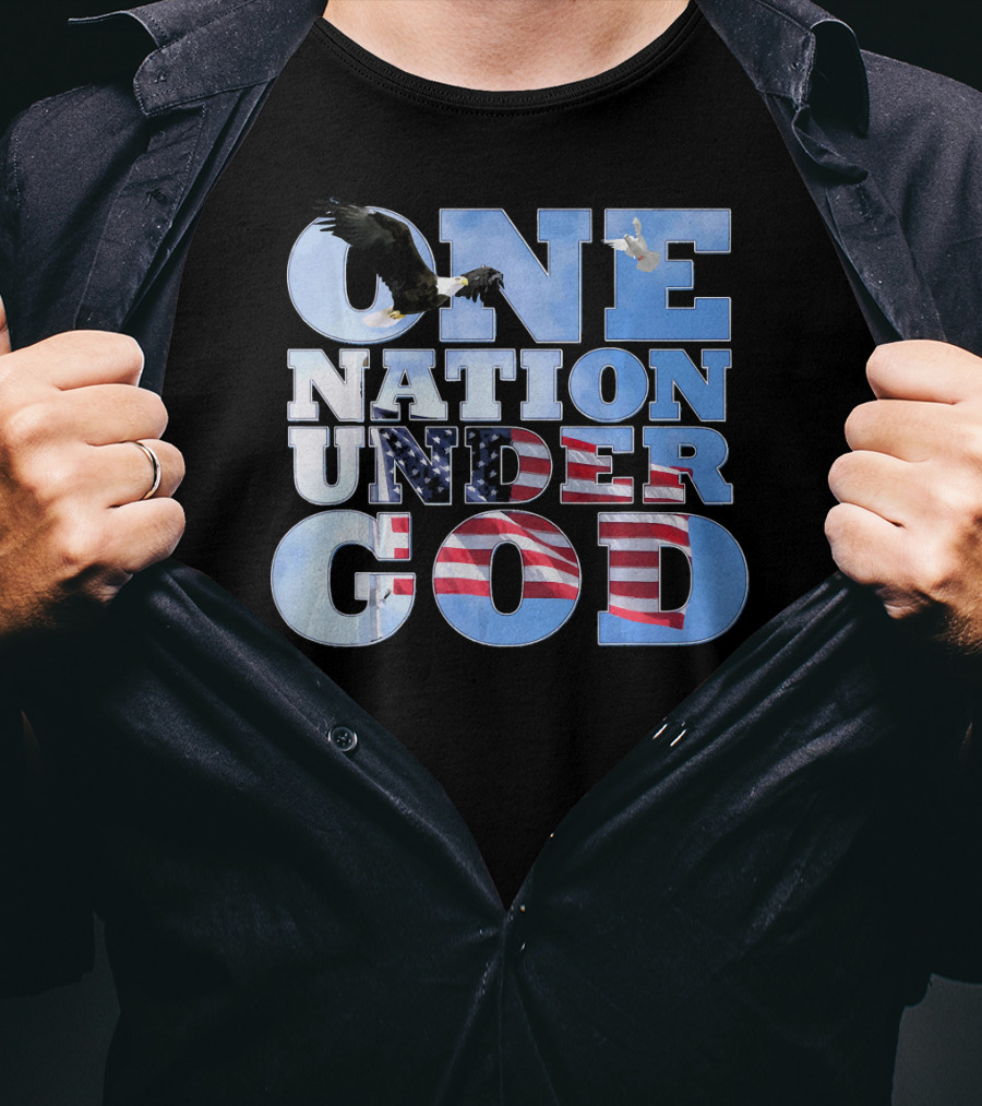 One Nation Under God USA Flag Bald Eagle T-Shirt