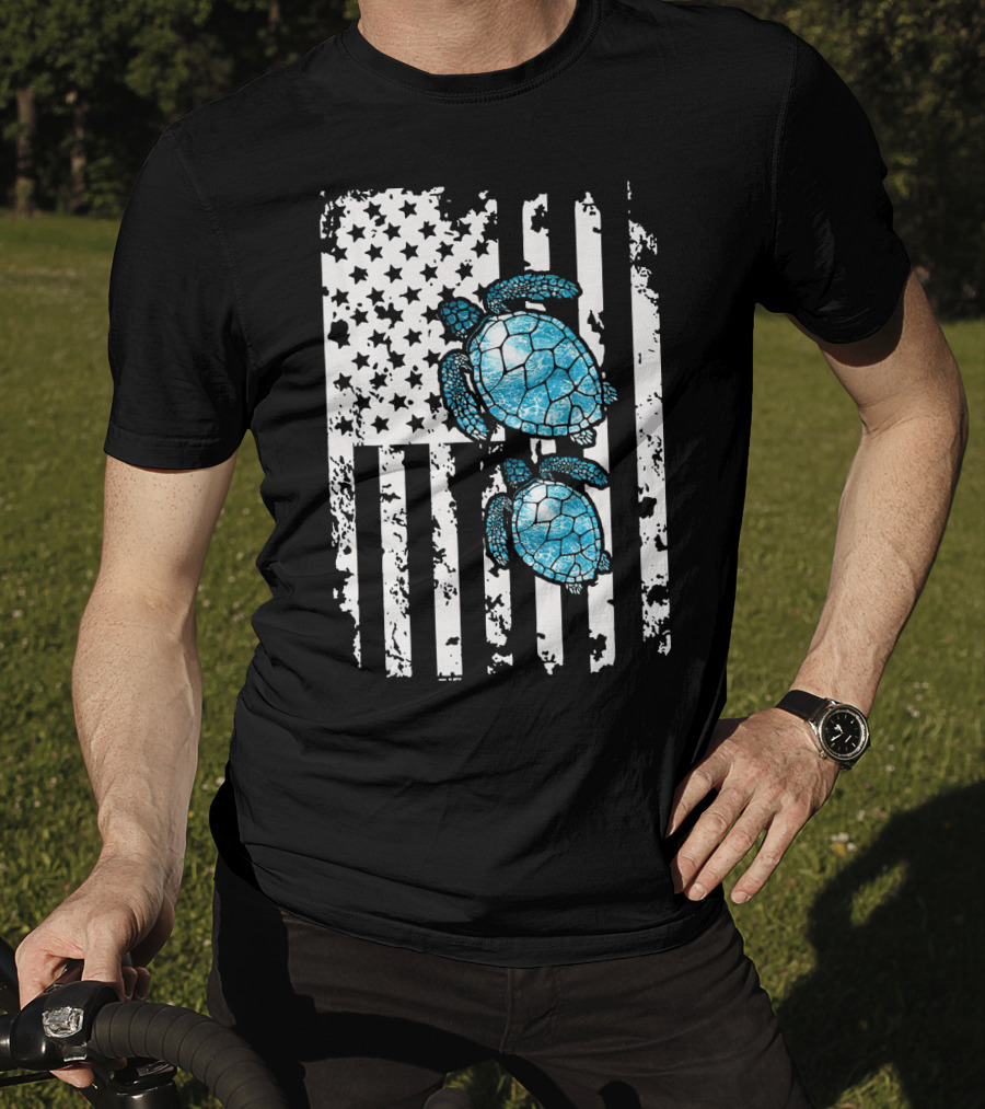 SEA Turtle SEA Turtle American Flag T-Shirt