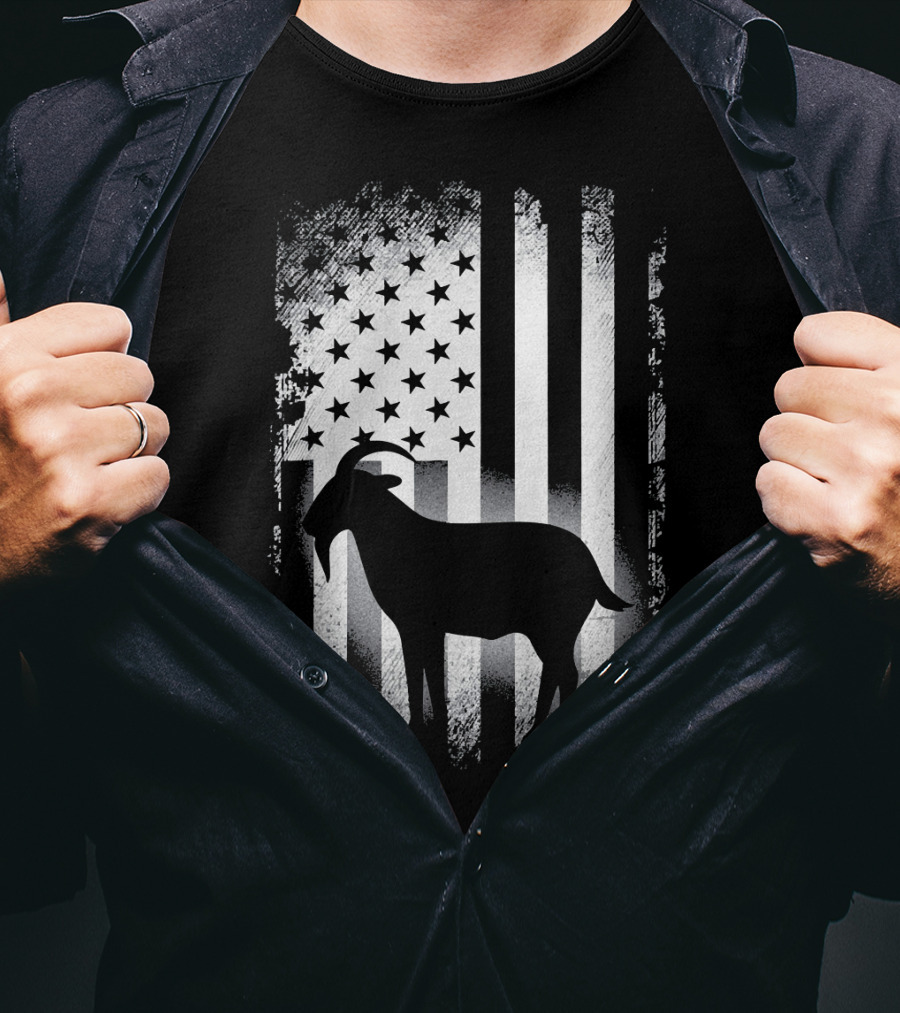 Goat American Flag USA Patriotic Silhouette T-Shirt