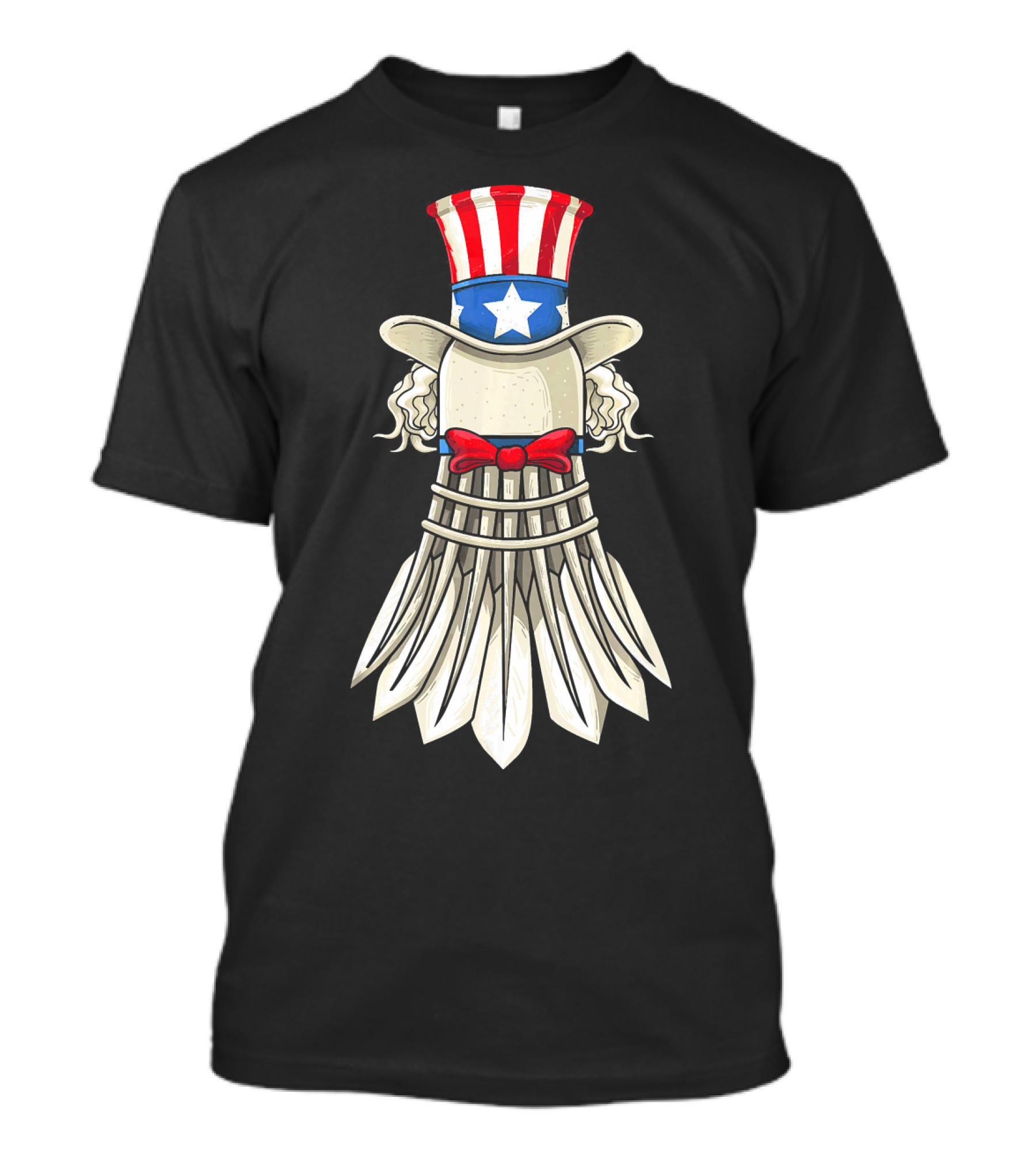 Uncle Sam Badminton Shuttlecock With American Flag Hat T-Shirt
