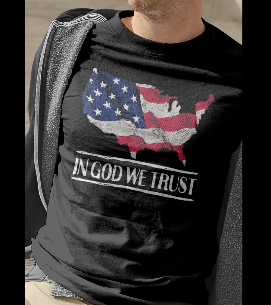 In God We Trust American Flag Map Patriotic Christian T-Shirt