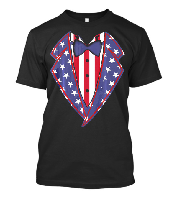 4th Of July Red White Blue Stars Tuxedo Bow Tie T-Shirt