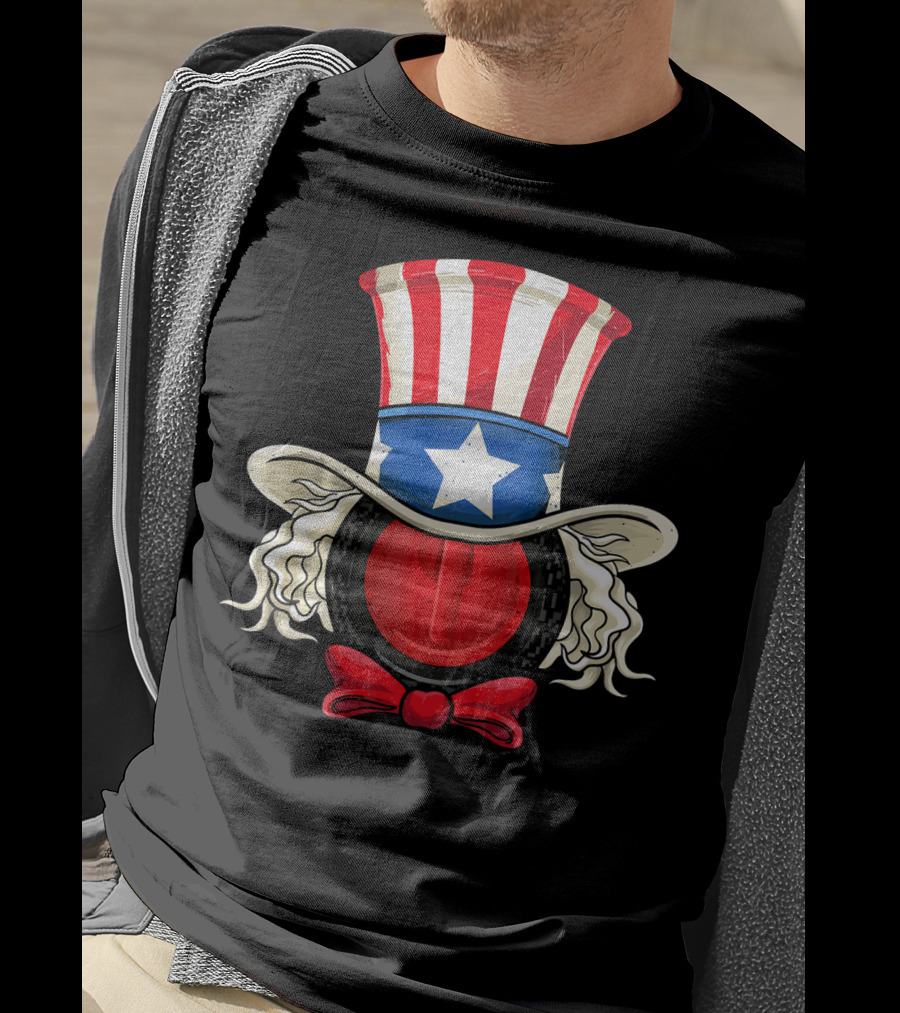 American Flag Curling Stone Uncle Sam Hat Patriotic T-Shirt