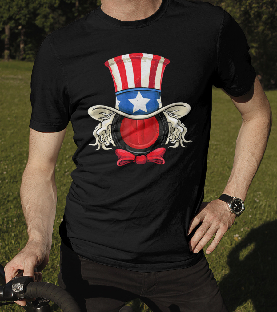 American Flag Curling Stone Uncle Sam Hat Patriotic T-Shirt