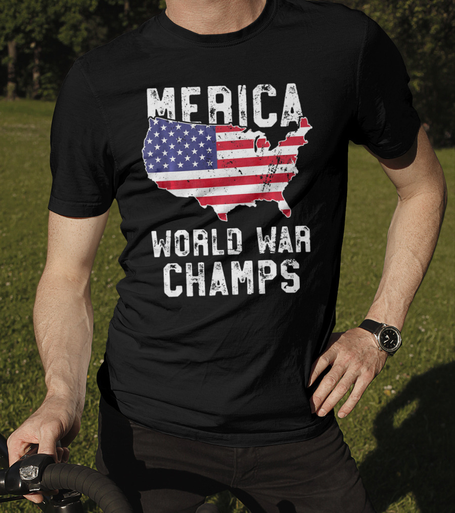 Merica World War Champs Map With American Flag T-Shirt