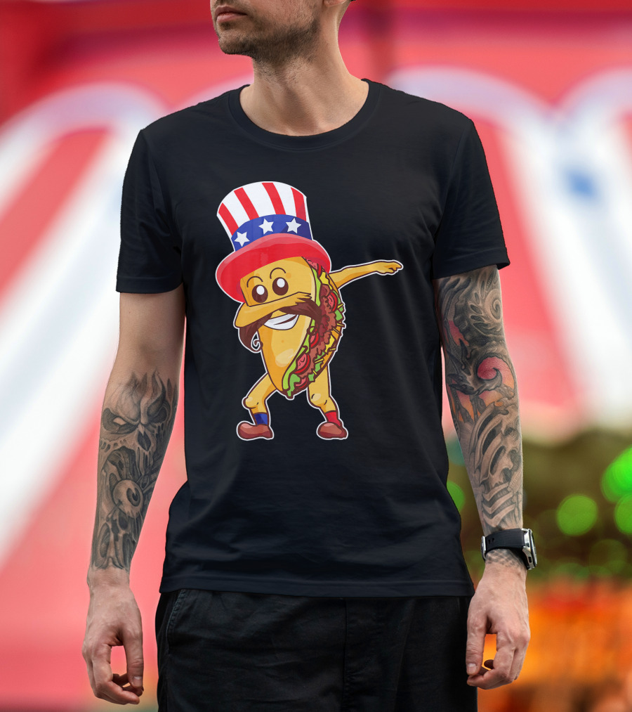 Dabbing Taco 4th July Patriotic T-Shirt