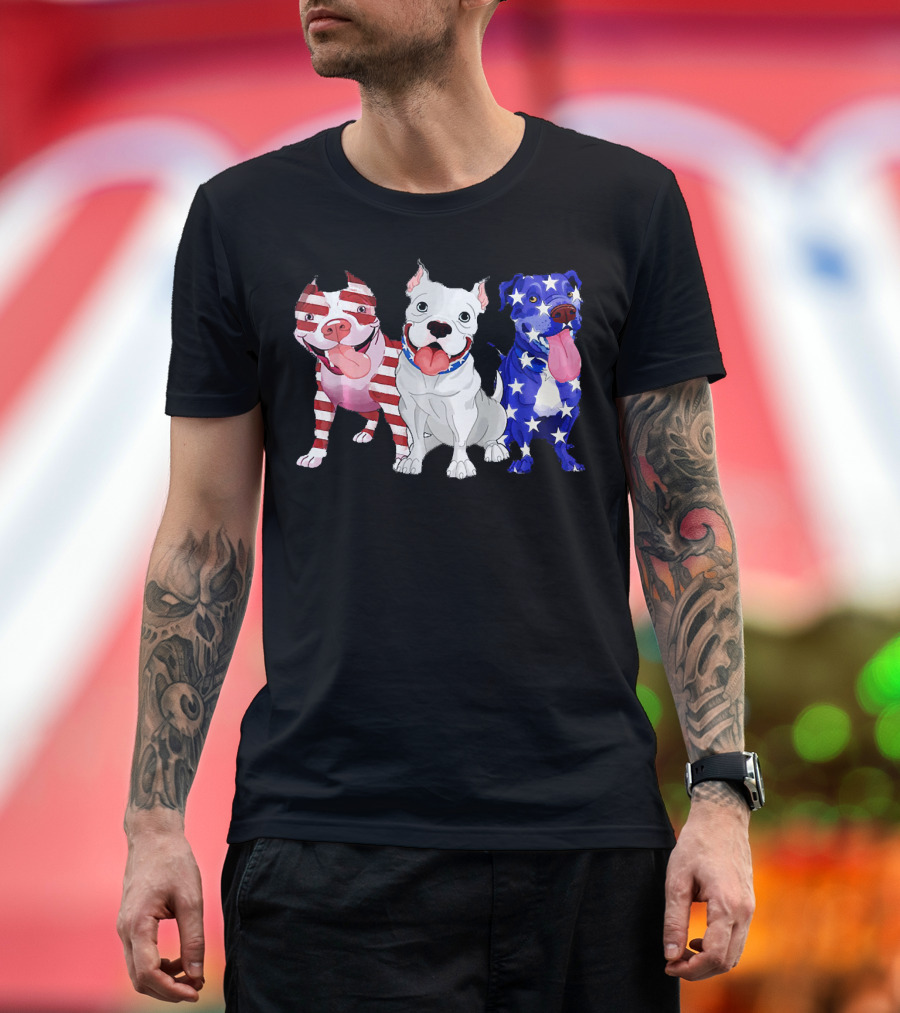 America 4th of July Independence Day Patriotic Dogs T-Shirt