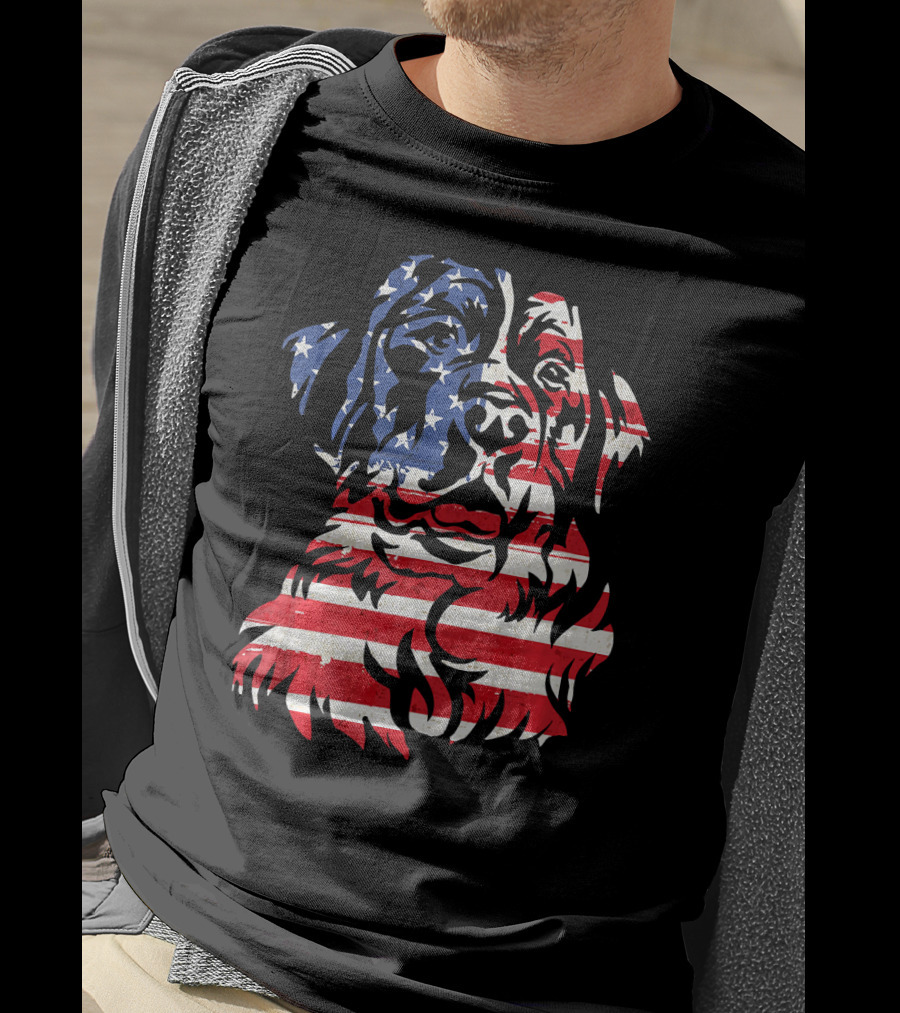 Funny Bernese Mountain Dog American Flag T-Shirt