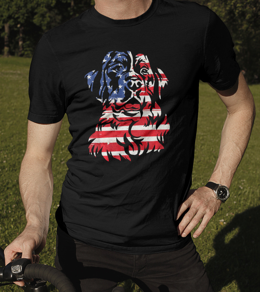 Funny Bernese Mountain Dog American Flag T-Shirt