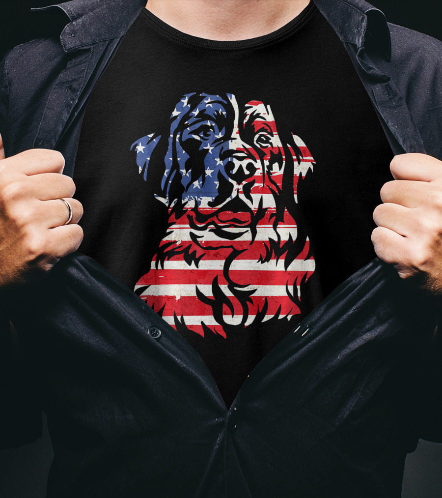 Funny Bernese Mountain Dog American Flag T-Shirt