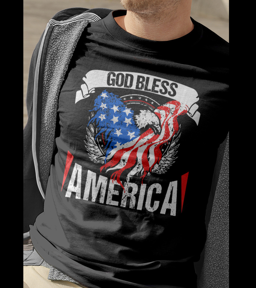God Bless America Eagle Patriotic Stars And Stripes Wings T-Shirt