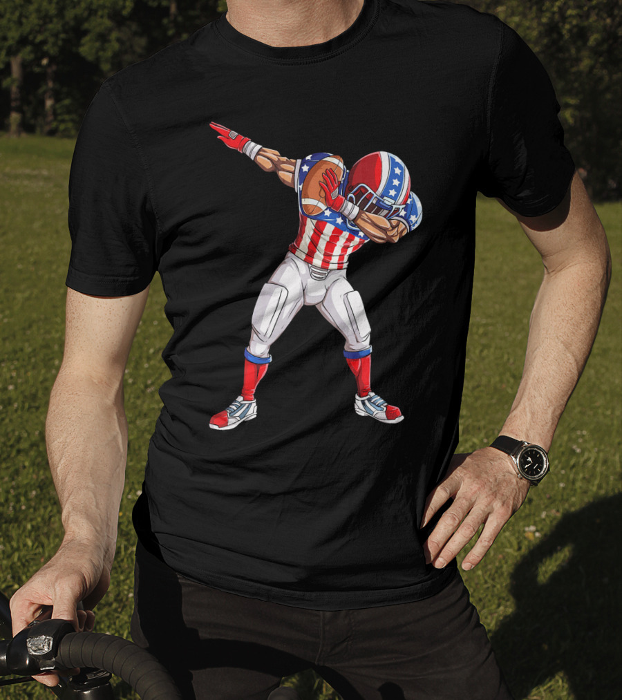 Patriotic Dabbing Football Player Fourth Of July T-Shirt