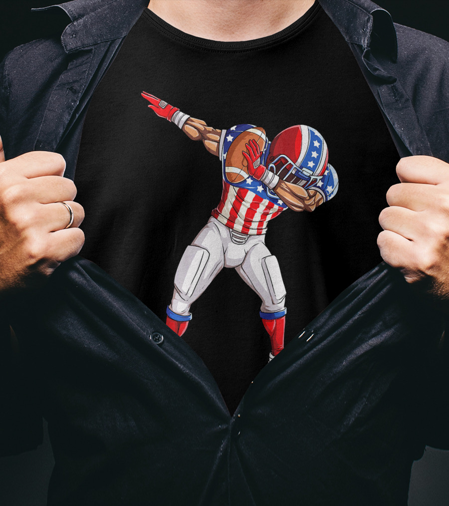 Patriotic Dabbing Football Player Fourth Of July T-Shirt