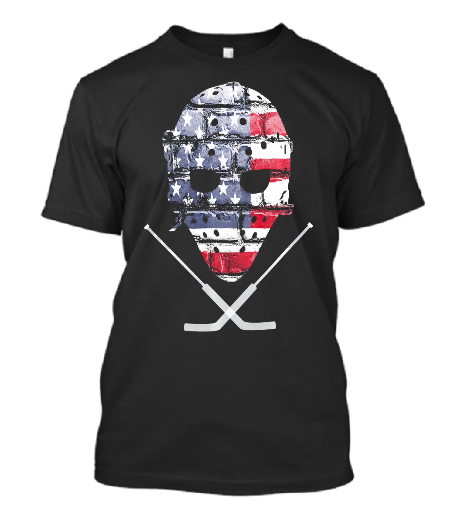 United States Hockey Goalie Mask With Flag And Sticks T-Shirt