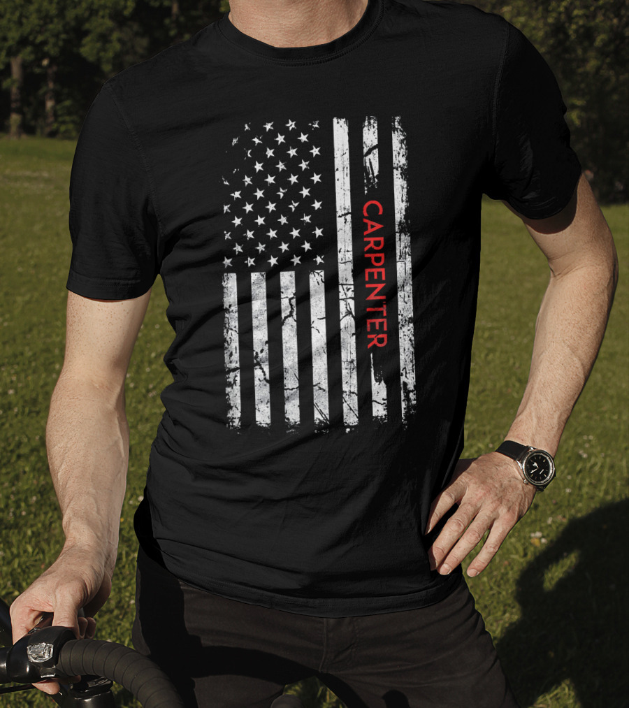 Carpenter American Flag Distressed Patriotic T-Shirt
