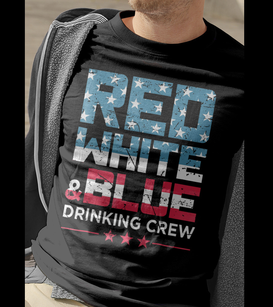RED WHITE And BLUE DRINKING CREW T-Shirt