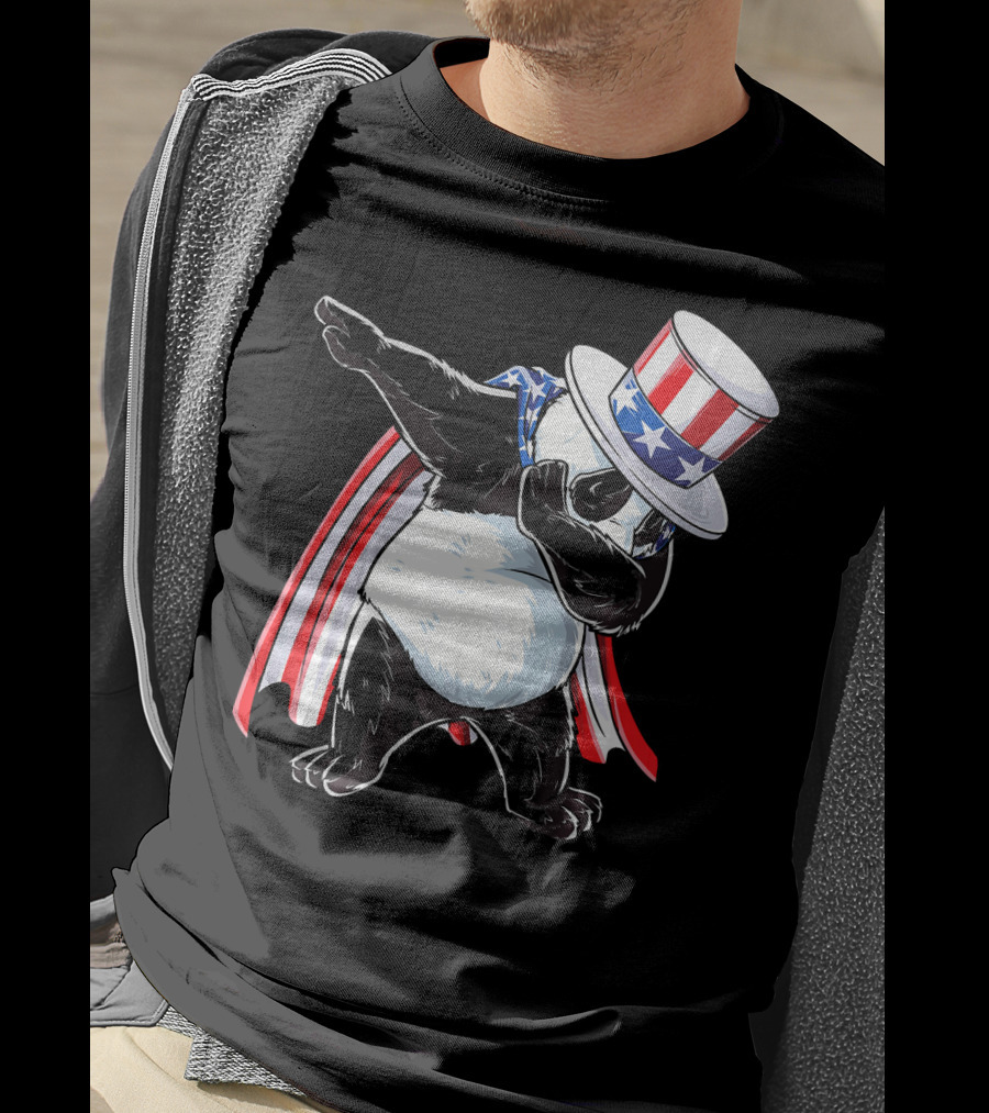 Uncle Sam Panda Dabbing With Stars And Stripes Hat And Cape T-Shirt