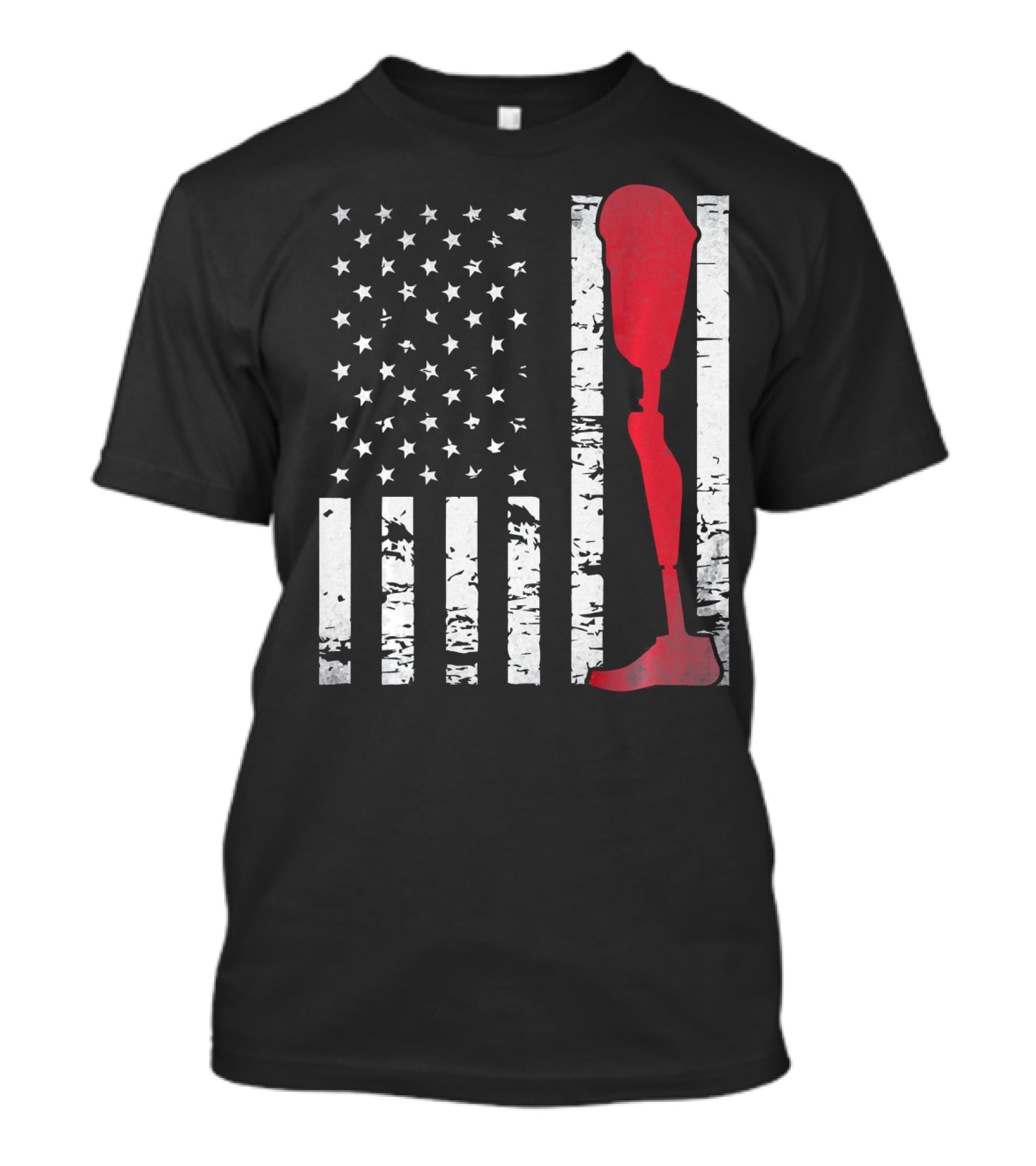 American Flag With Red Prosthetic Leg T-Shirt