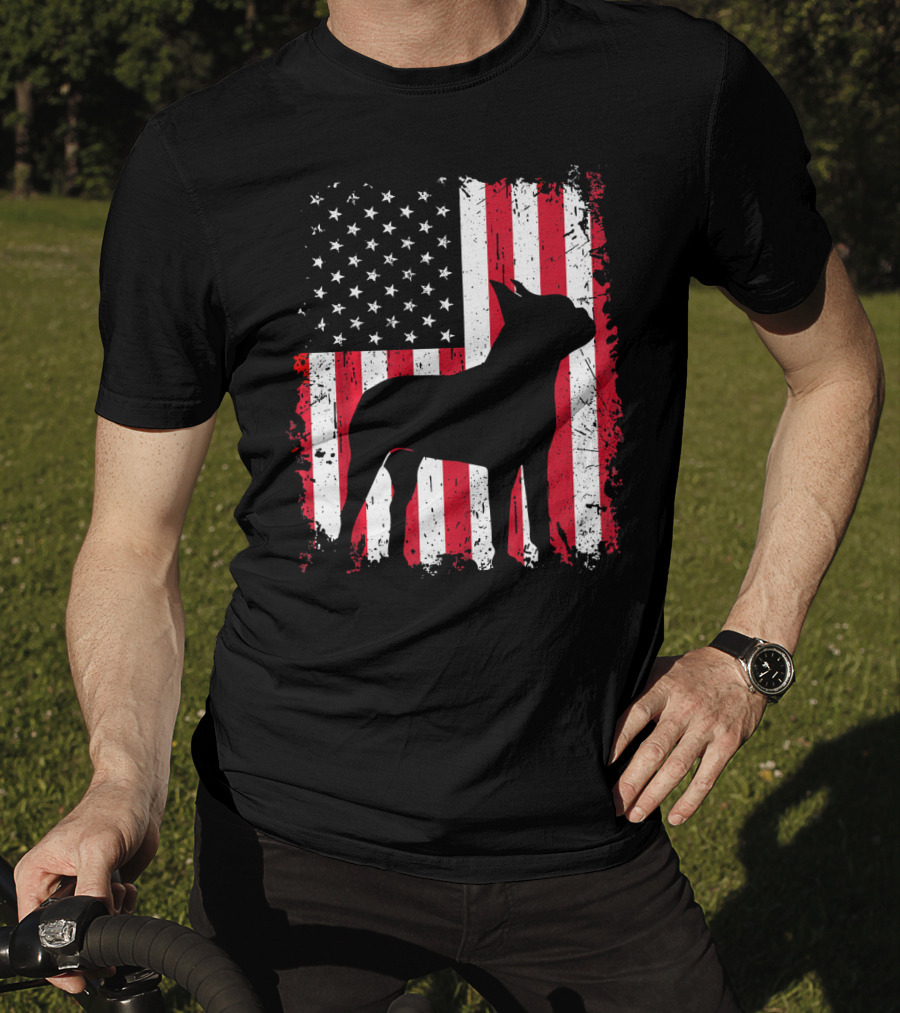 Boston Terrier American Flag Independence Day T-Shirt