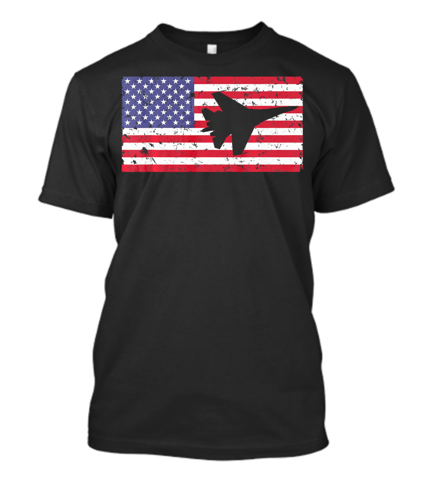 American Flag Jet Silhouette Patriotic Airplane T-Shirt