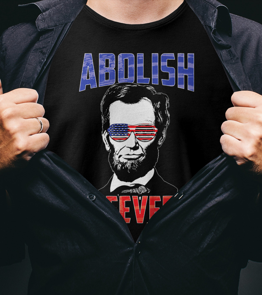 Abolish Sleevery Abraham Lincoln American Flag Sunglasses Fourth Of July T-Shirt