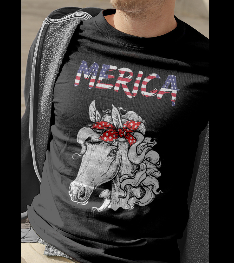 Merica Horse Bandana Independence Day T-Shirt