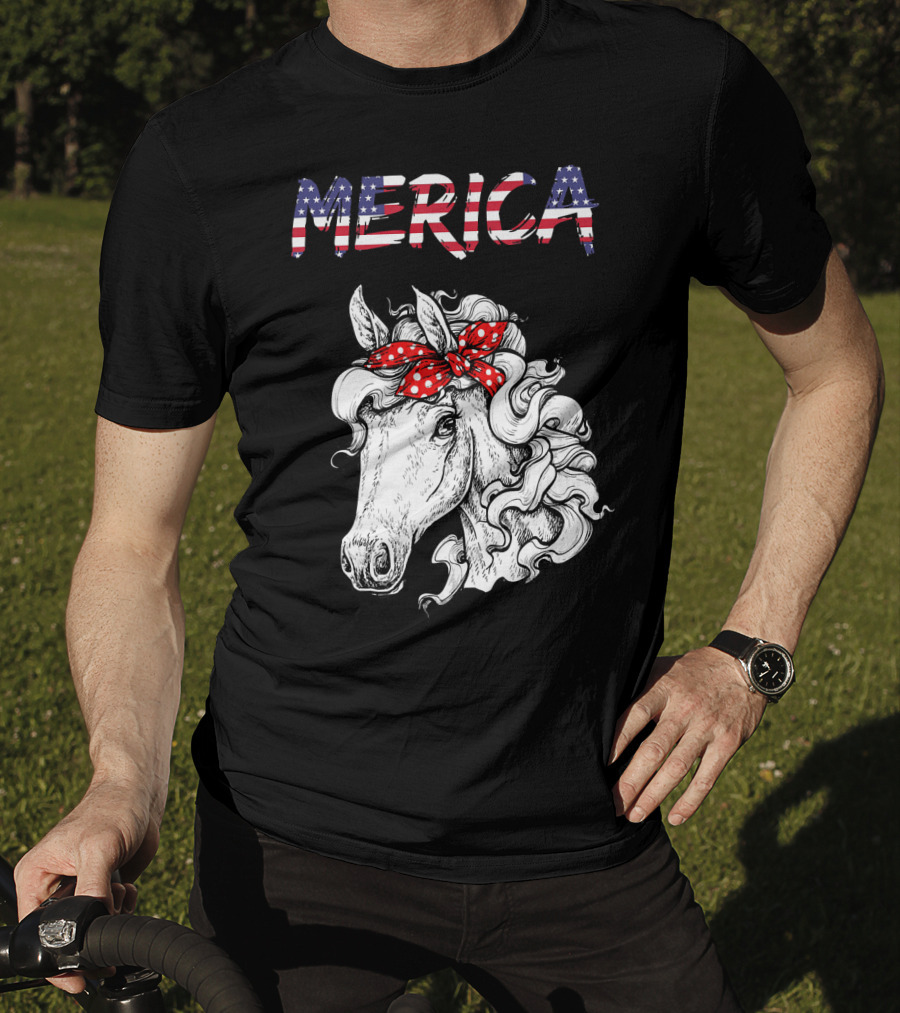 Merica Horse Bandana Independence Day T-Shirt
