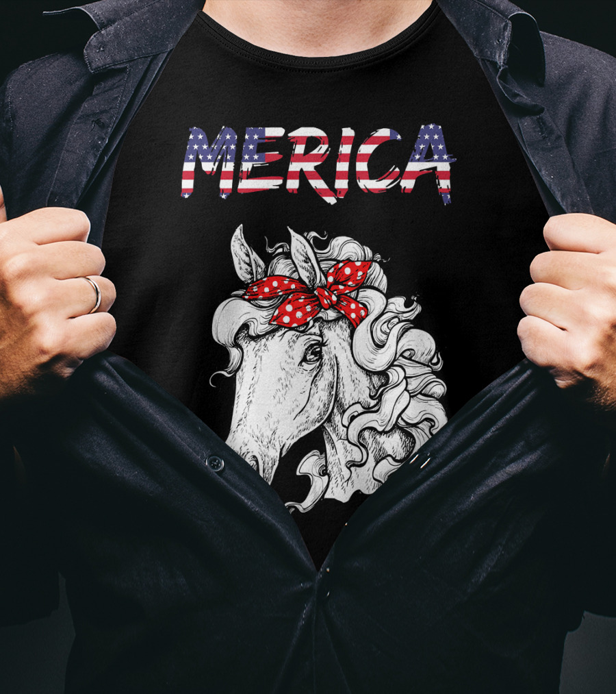 Merica Horse Bandana Independence Day T-Shirt