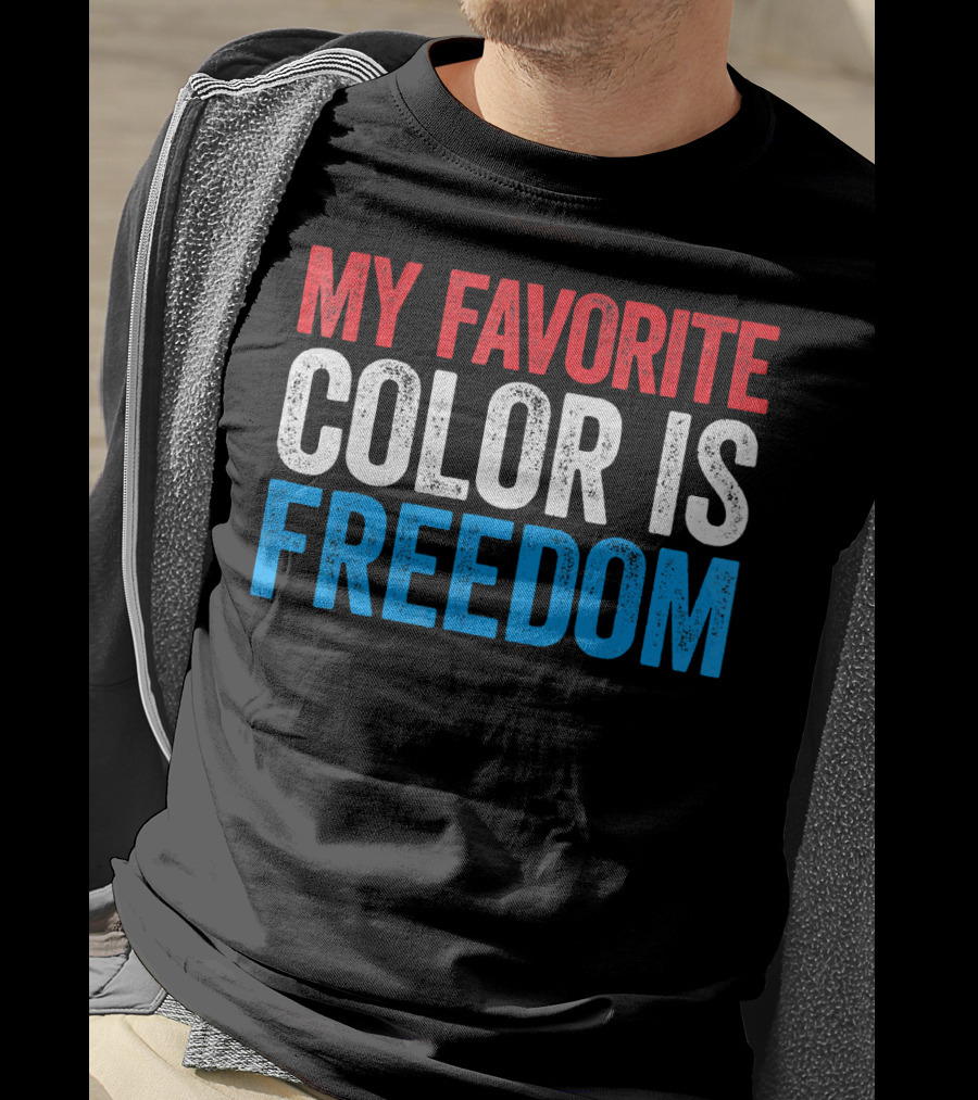My Favorite Color Is Freedom Pixelated Patriotic T-Shirt
