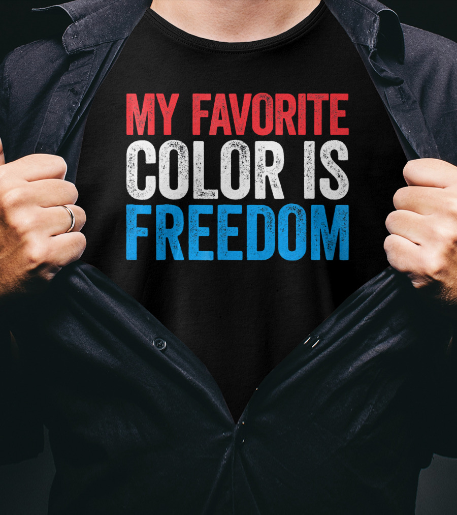 My Favorite Color Is Freedom Pixelated Patriotic T-Shirt