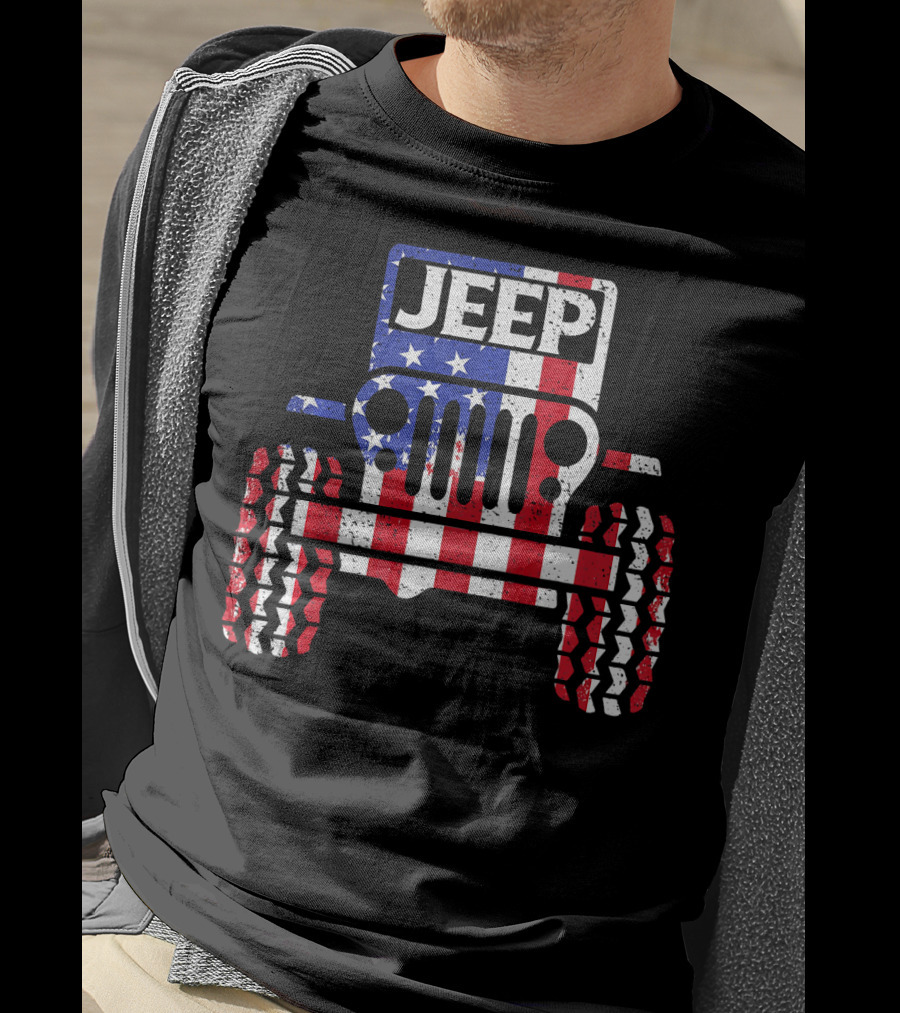 JEEPS American Flag Patriotic Retro Vintage Jeep USA T-Shirt