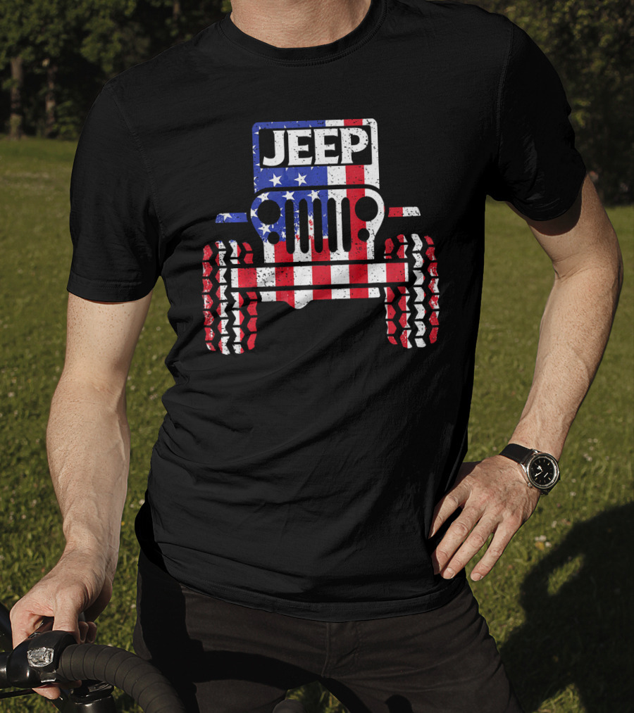 JEEPS American Flag Patriotic Retro Vintage Jeep USA T-Shirt