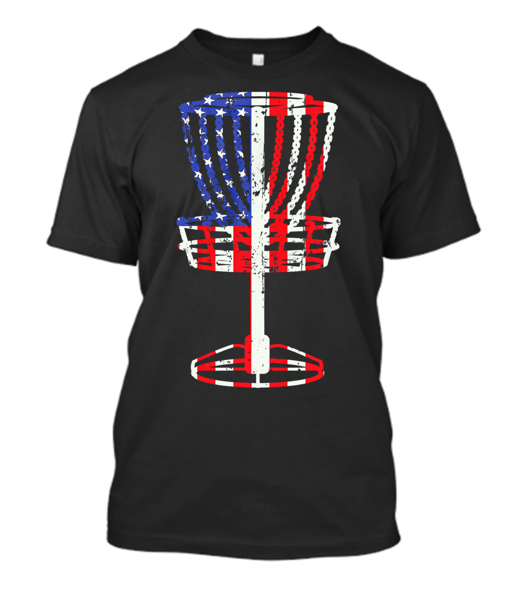 Patriotic USA Disc Golf Basket American Flag Frisbee Golfing T-Shirt