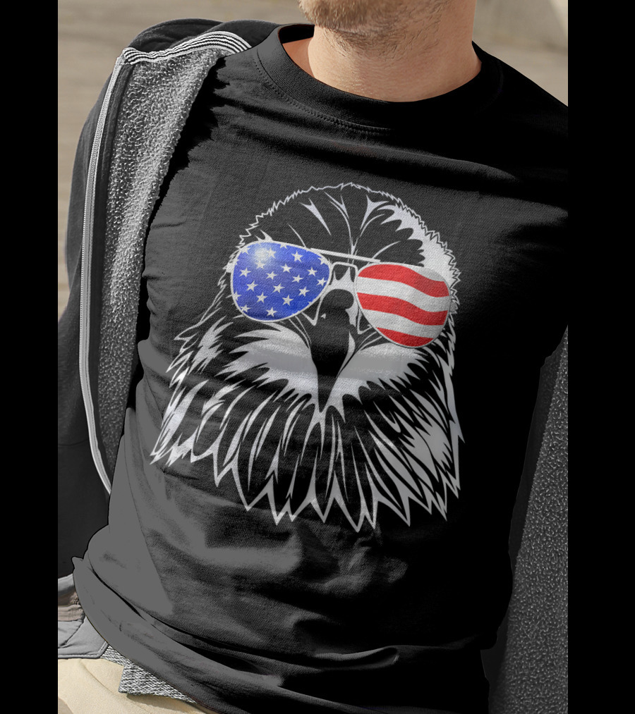 American Flag Eagle With USA Sunglasses T-Shirt