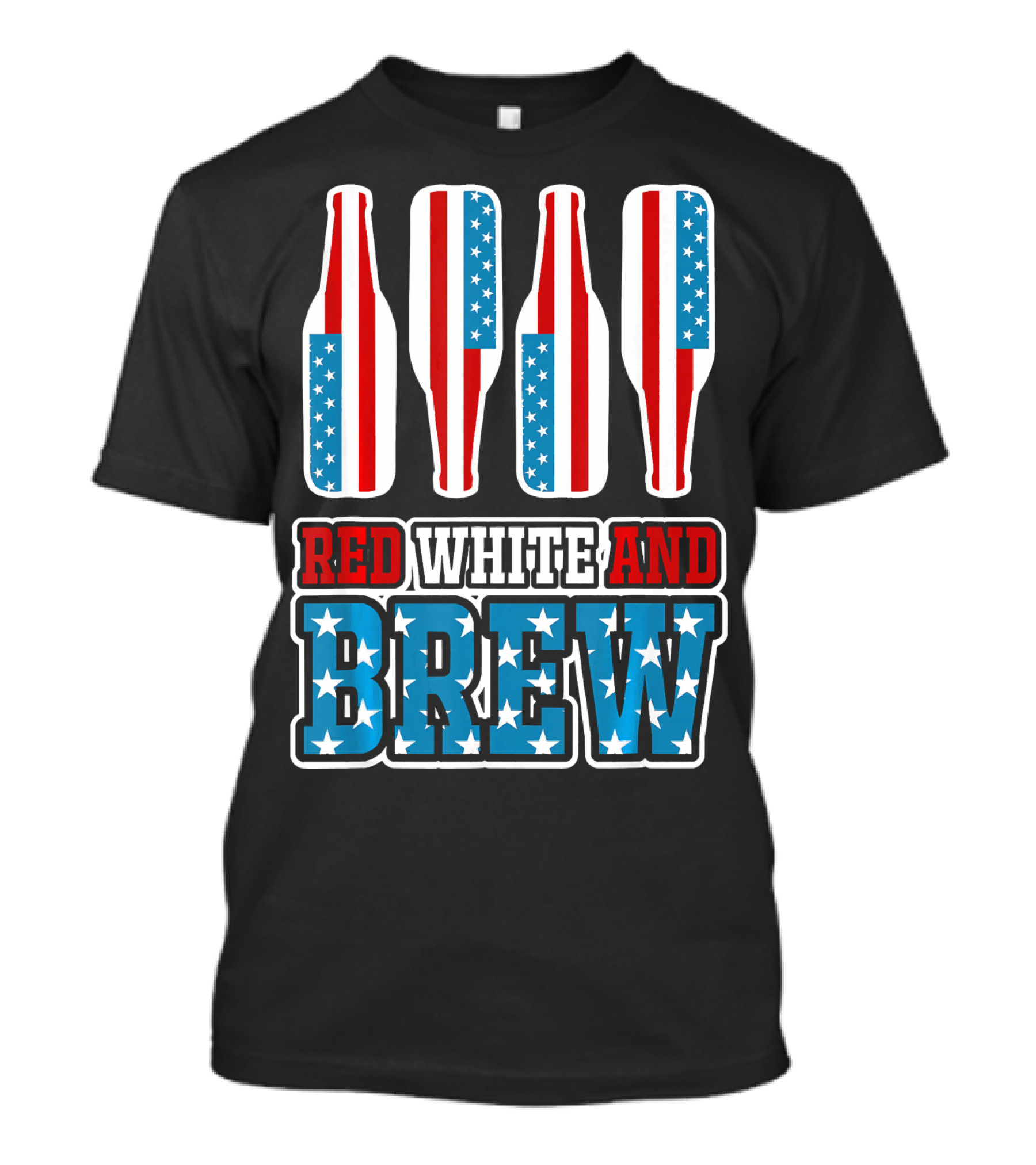 Red White And Brew American Flag Beer Bottles T-Shirt