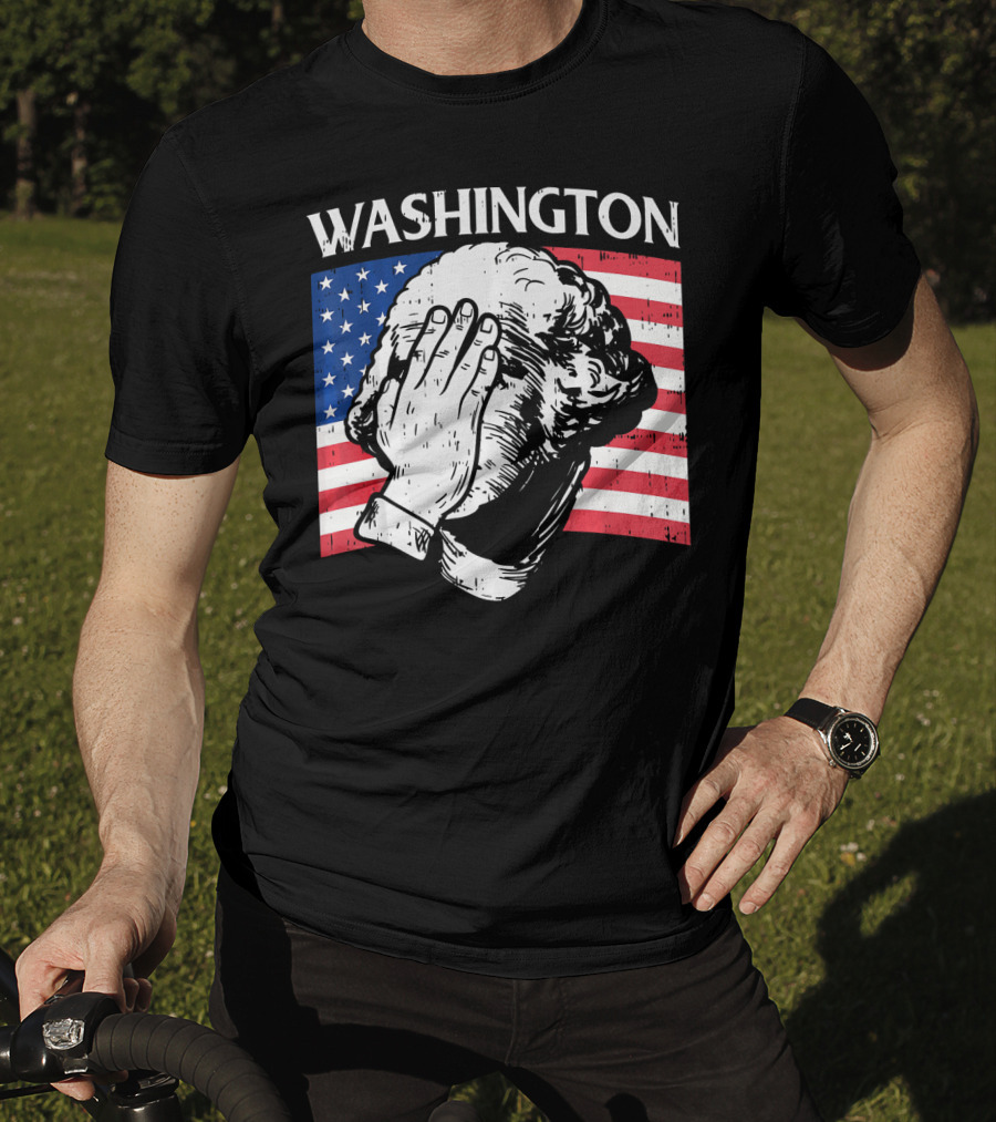 Washington Facepalm American Flag Background T-Shirt