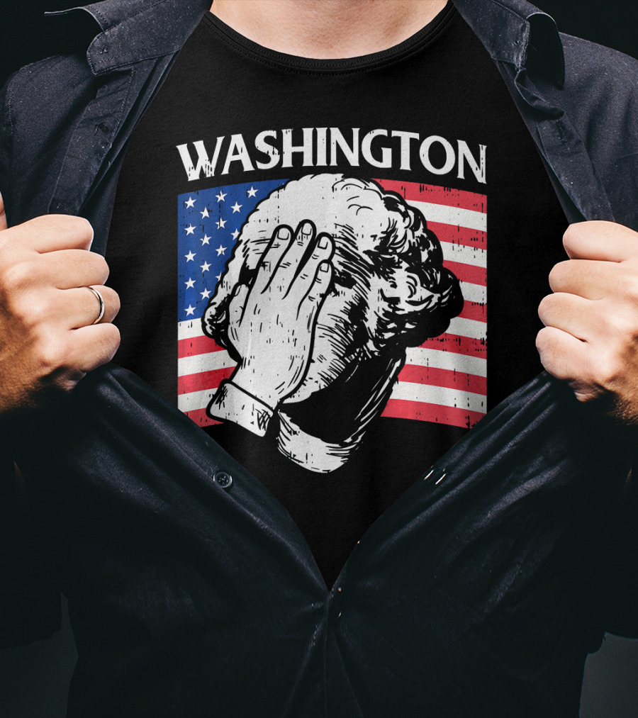 Washington Facepalm American Flag Background T-Shirt