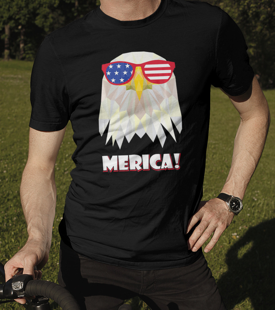 Merica Eagle With American Flag Sunglasses T-Shirt