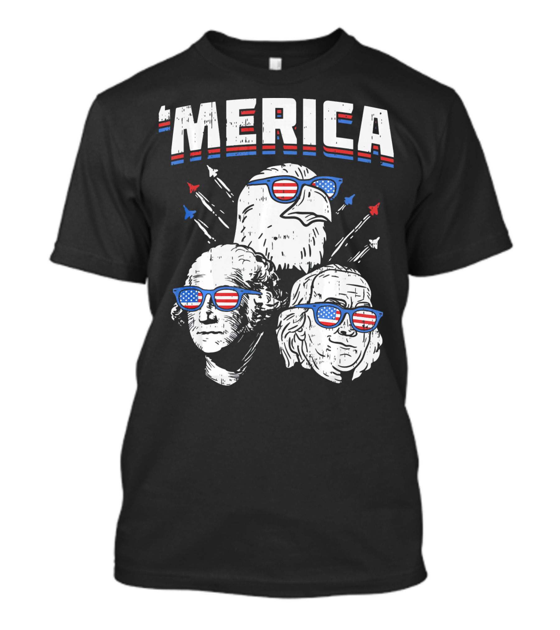 'Merica Washington Franklin Eagle Sunglasses USA T-Shirt
