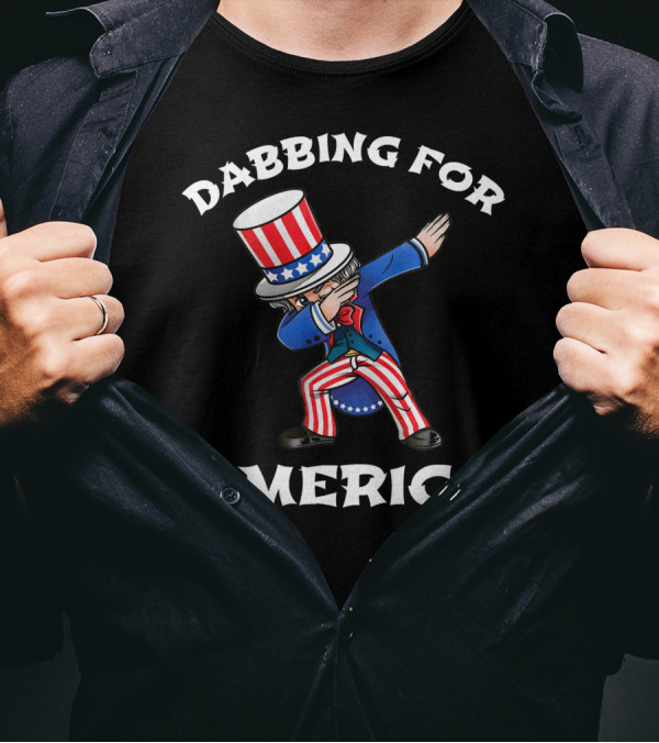 Dabbing For America 4th Of July Kids Uncle Sam T-Shirt