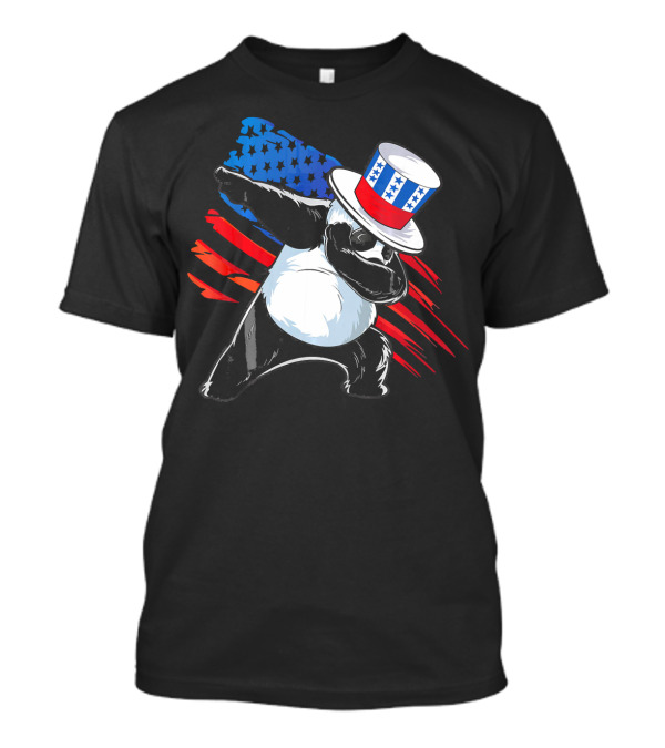 Patriotic 4th Of July Dabbing Panda With Stars And Stripes Hat T-Shirt