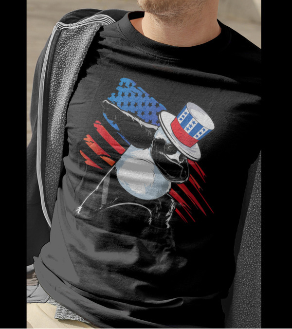 Patriotic 4th Of July Dabbing Panda With Stars And Stripes Hat T-Shirt