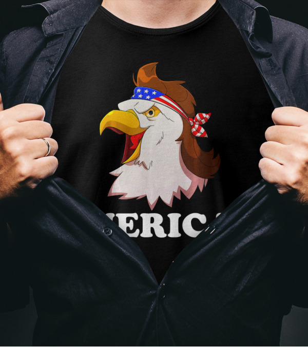 Bald Eagle Mullet Merica 4th Of July T-Shirt