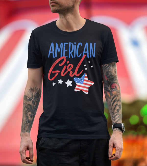 Premium T-Shirt: American Girl Cute USA 4th Of July Pride T-Shirt American Girl Cute USA 4th Of July Pride T-Shirt