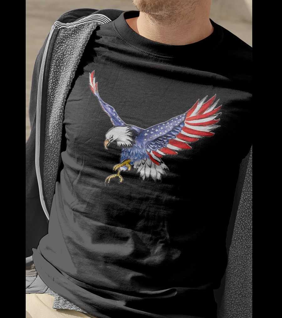 USA Flag Bald Eagle American Flag Wings T-Shirt