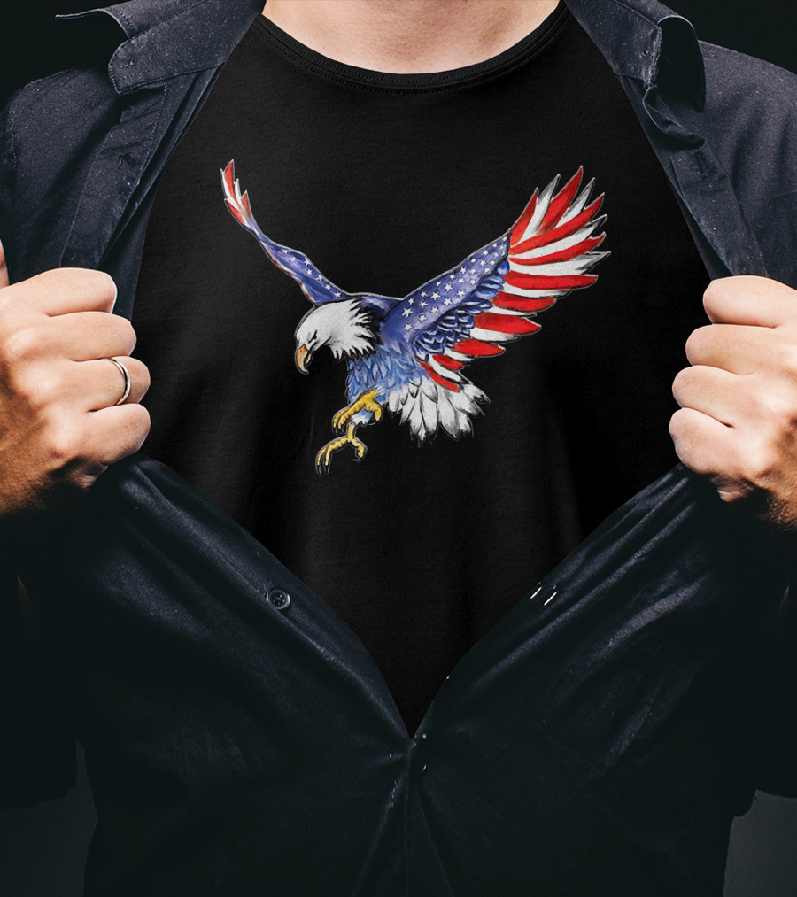 USA Flag Bald Eagle American Flag Wings T-Shirt