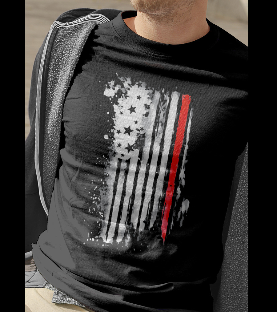 Thin Red Line American Flag Firefighter Fir USA T-Shirt