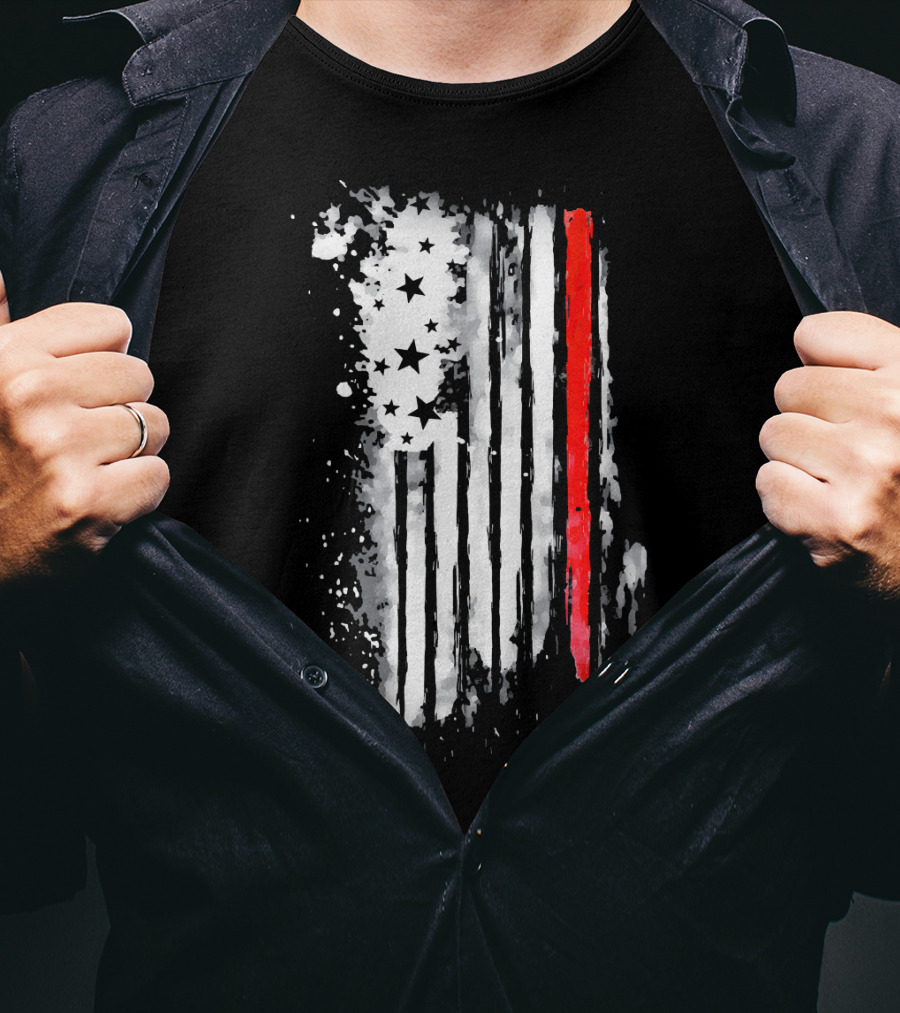 Thin Red Line American Flag Firefighter Fir USA T-Shirt