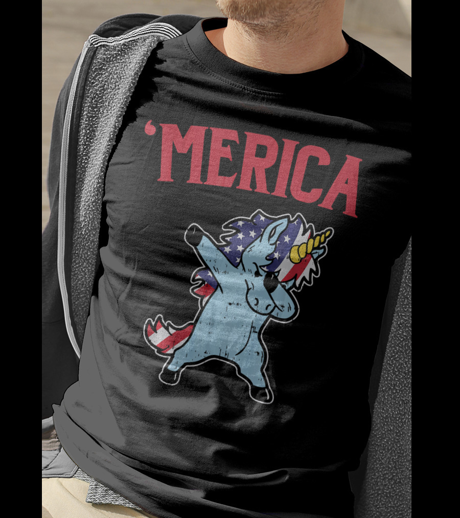 'Merica Unicorn Dabbing Americorn U T-Shirt